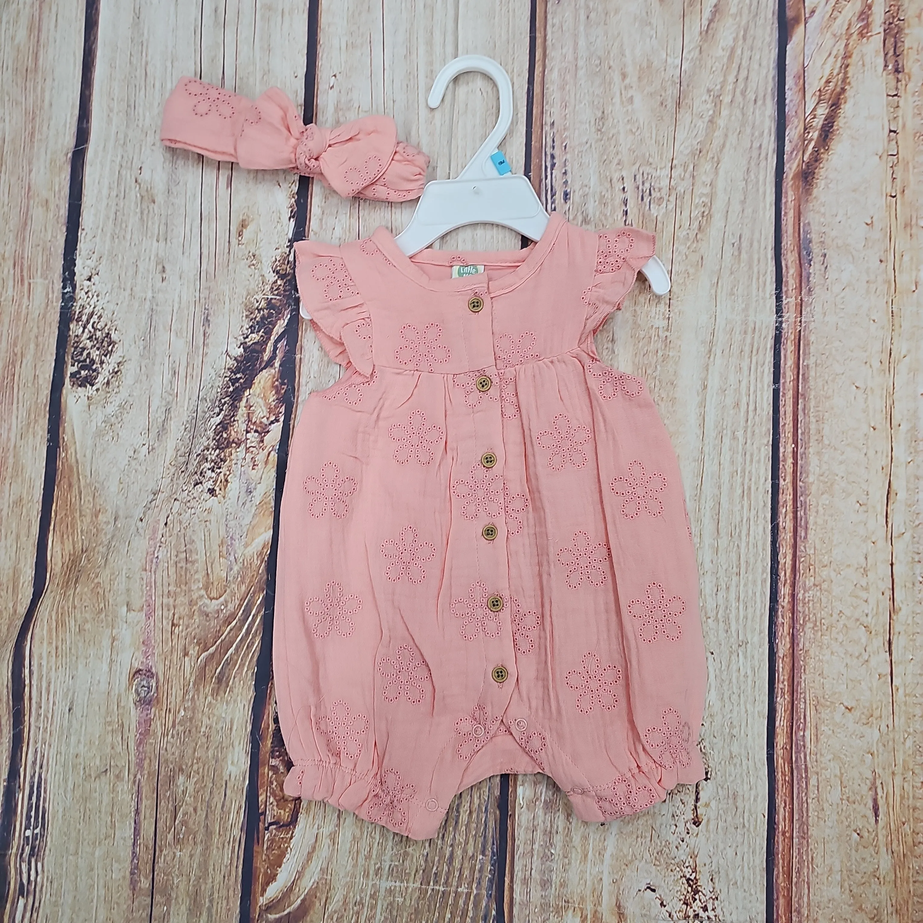 LITTLE ME  EYELET ROMPER LCR14582N