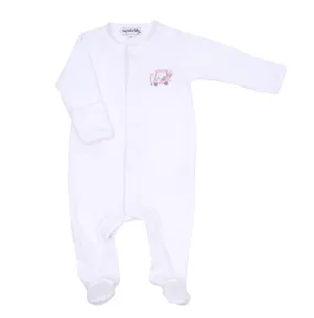 Magnolia Baby - Embroidered Footie - Putting Around - Pink