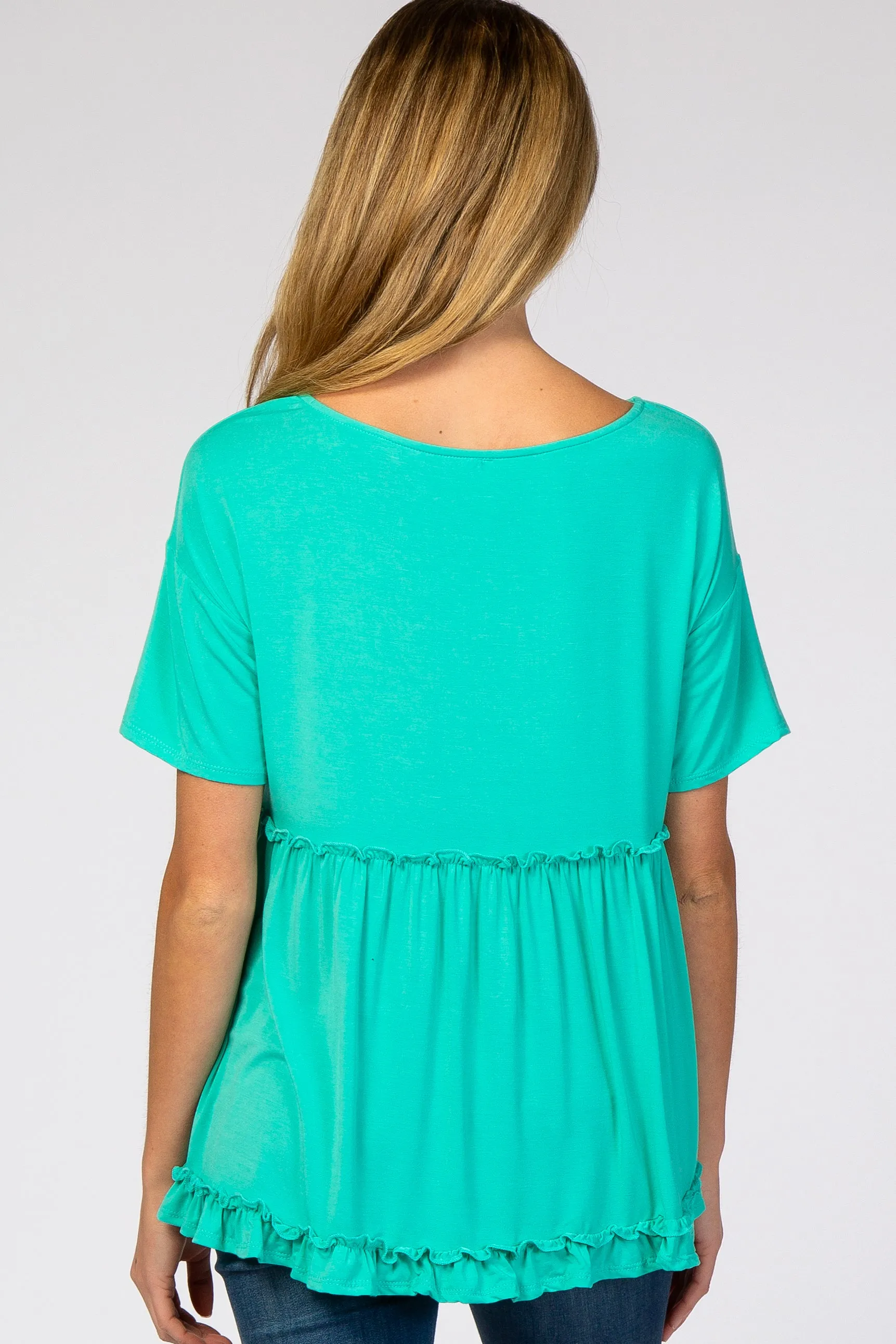 Mint Green Lettuce Trim Maternity Top