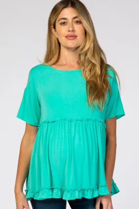 Mint Green Lettuce Trim Maternity Top