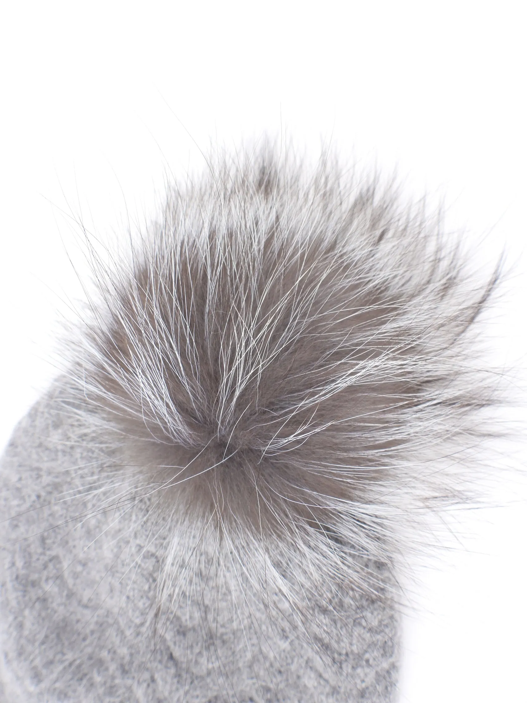 Moncler Grey Knit Fur Pom-pom Embellished Toque Hat