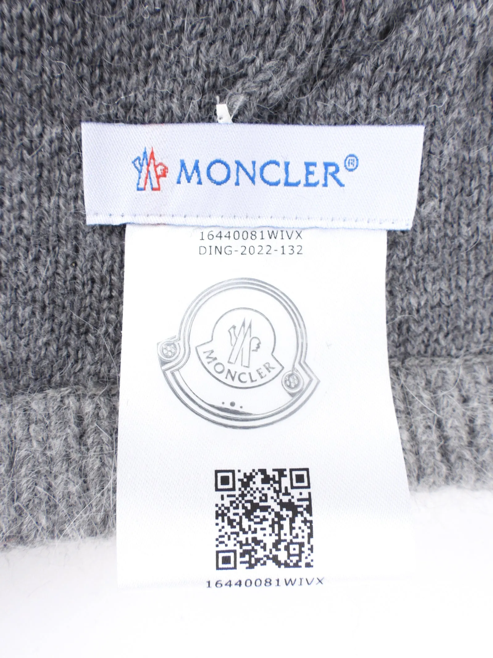 Moncler Grey Knit Fur Pom-pom Embellished Toque Hat