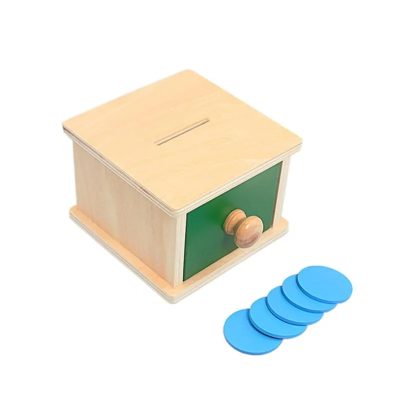 Montessori Materials Match Box Ball Box Coin Box Piggy Bank Set Toys for Toddler Solid Wood Infant Basic Life Skill Toy 8-24 Mon