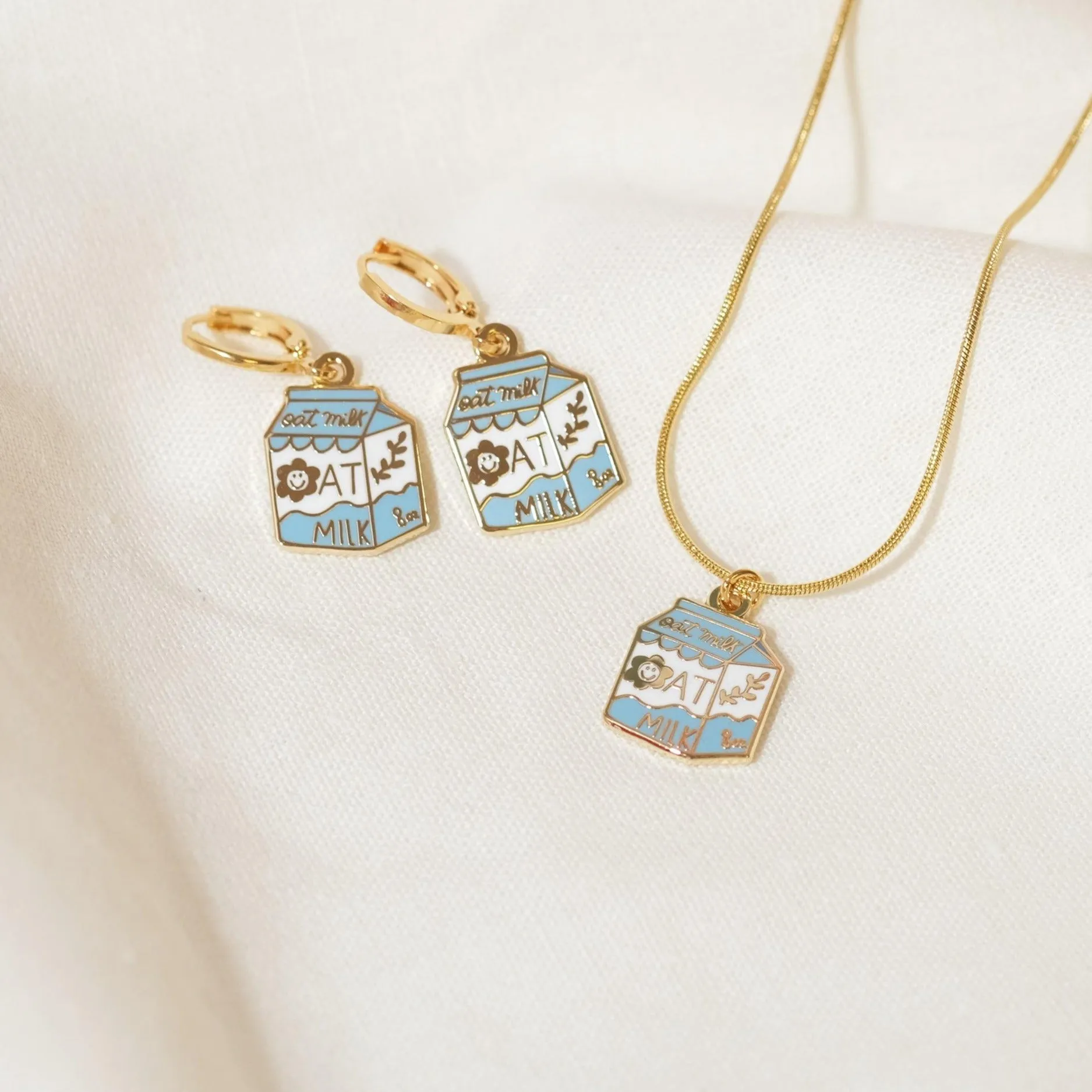 Oat Milk Carton Charm Necklace