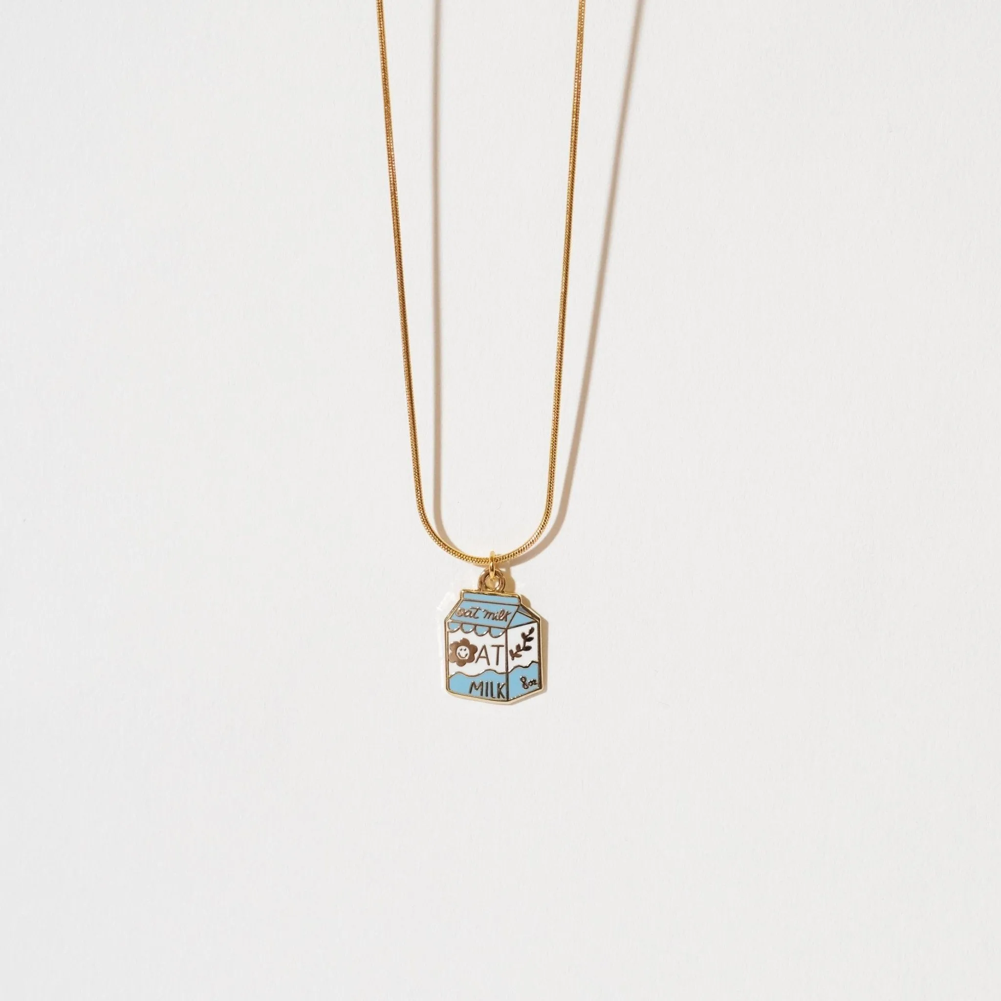 Oat Milk Carton Charm Necklace