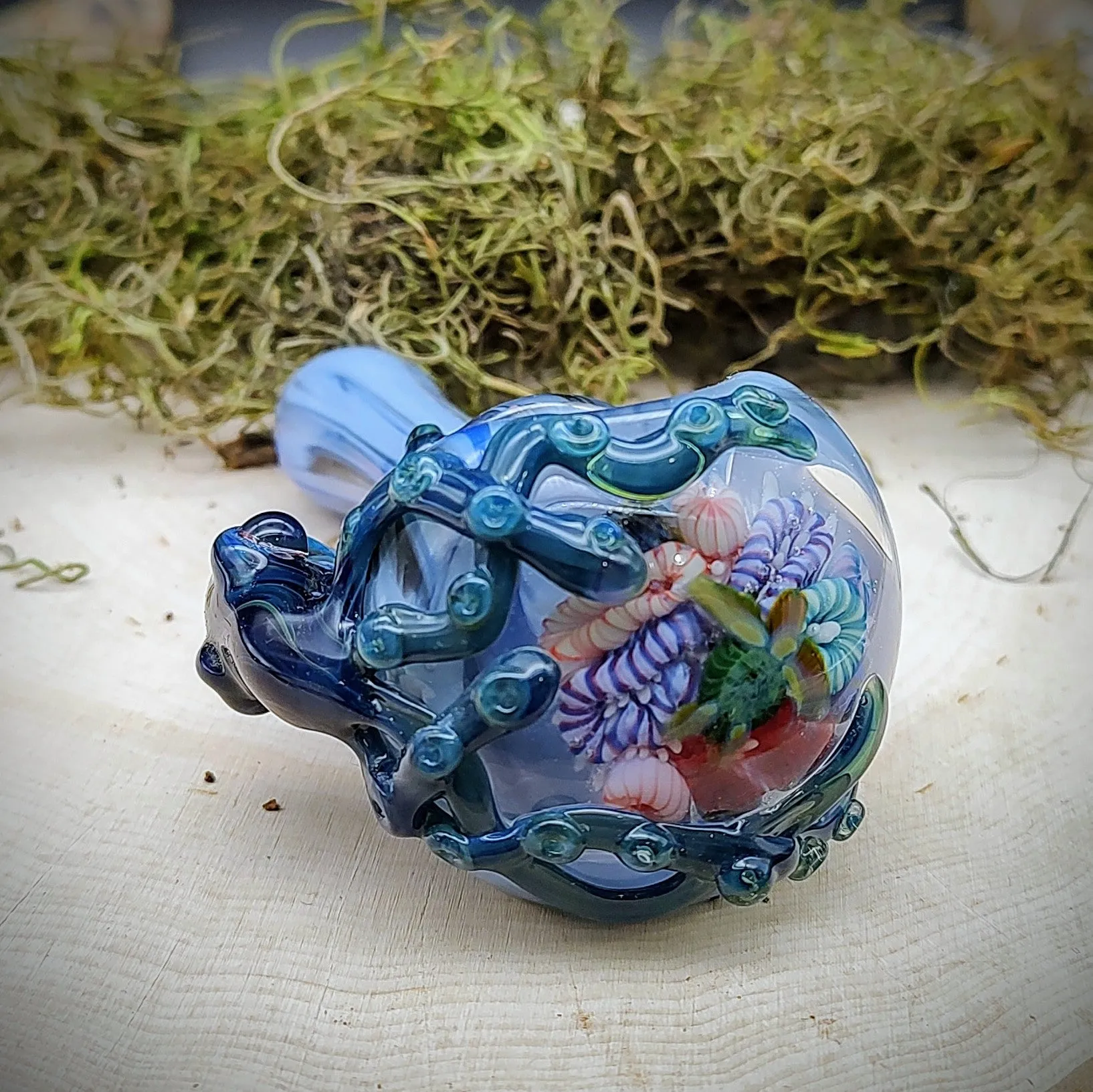 Octopus Seascape Marbled Hand Pipe (Ready to Ship)