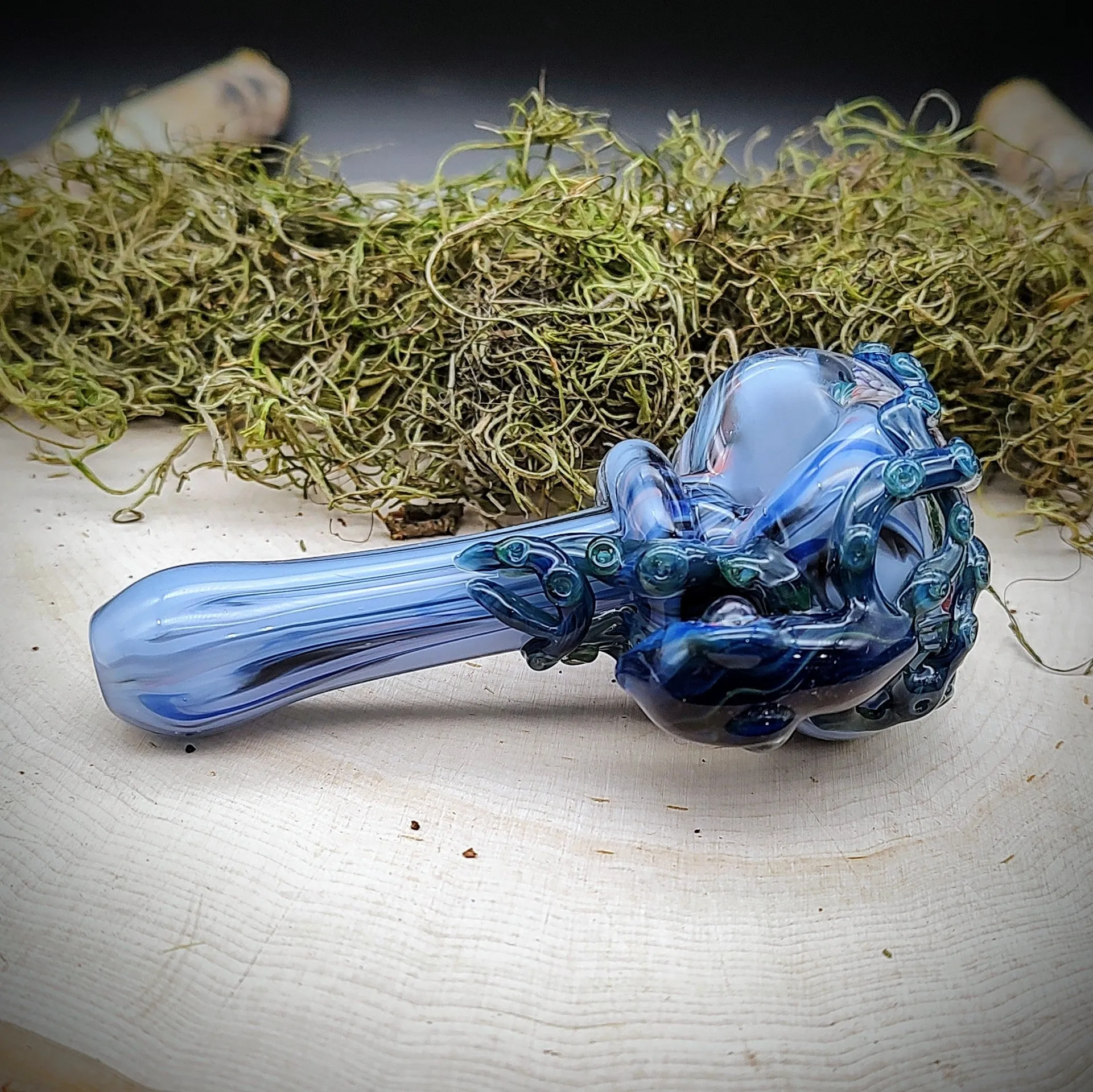 Octopus Seascape Marbled Hand Pipe (Ready to Ship)