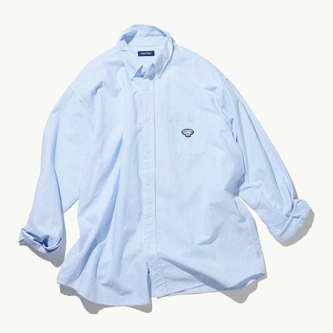 Oxford LS Shirt - Stripe Sax