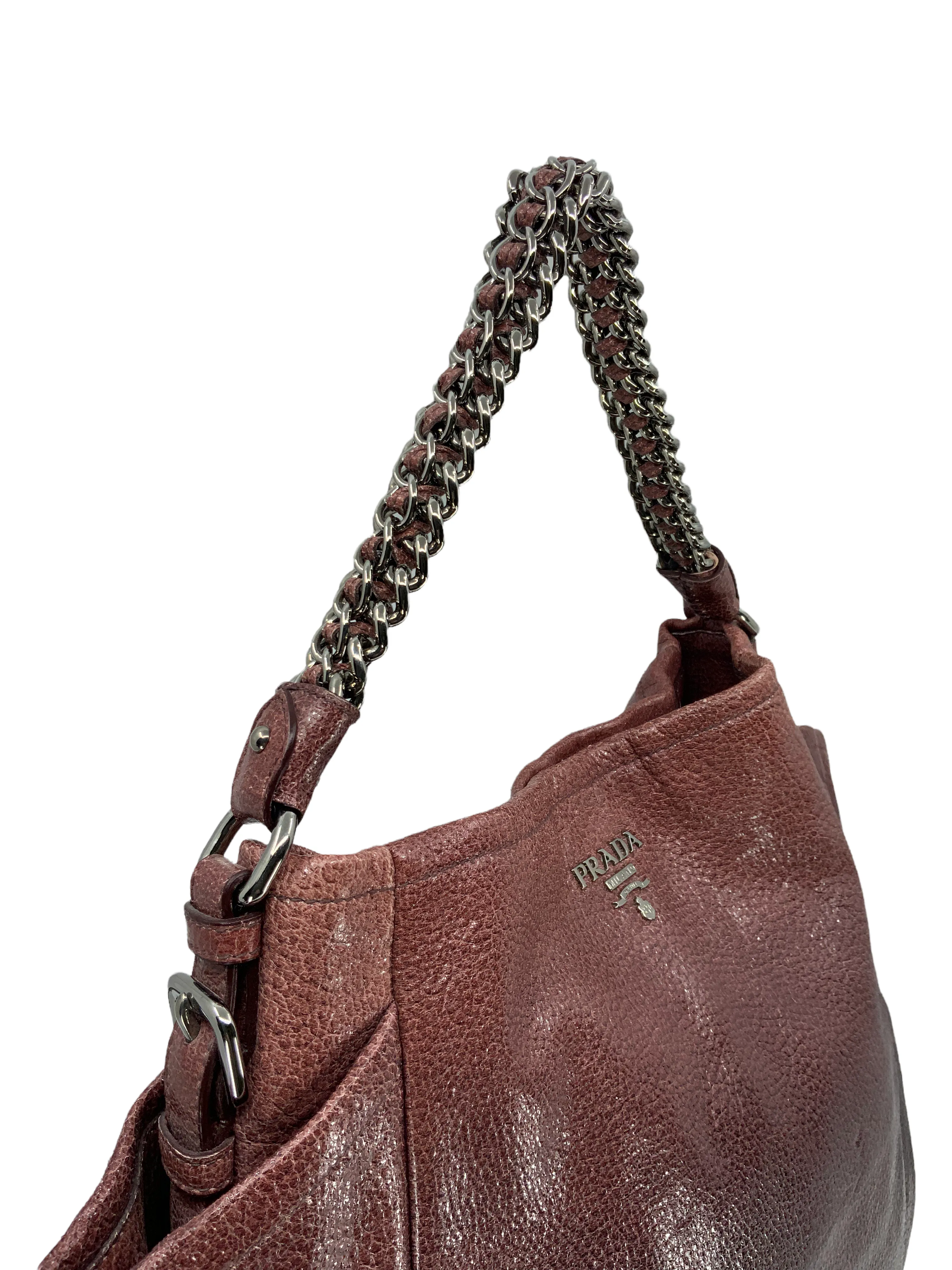 Prada Lux Chain Ombre Leather Side Pocket Hobo