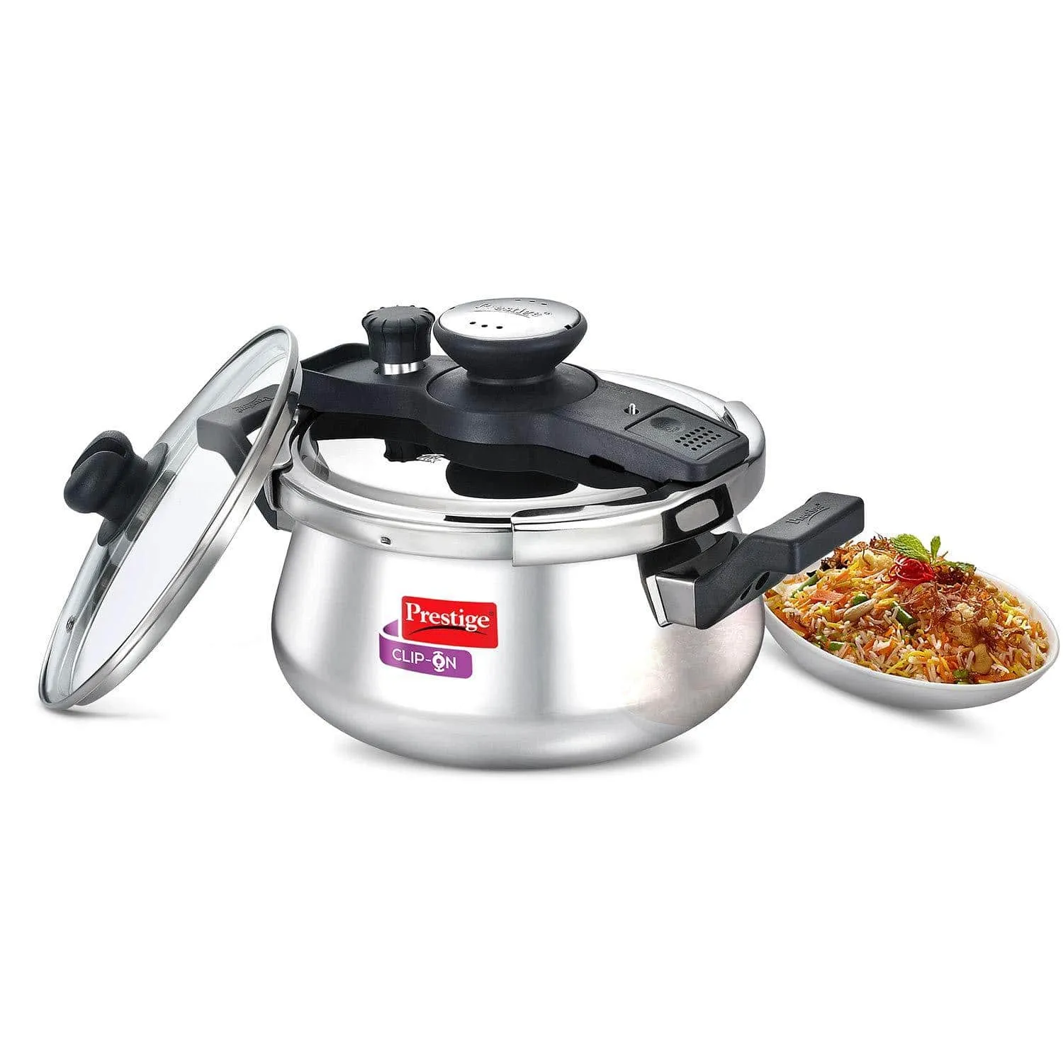 Prestige Clip On Stainless Steel Pressure Cooker with Glass Lid