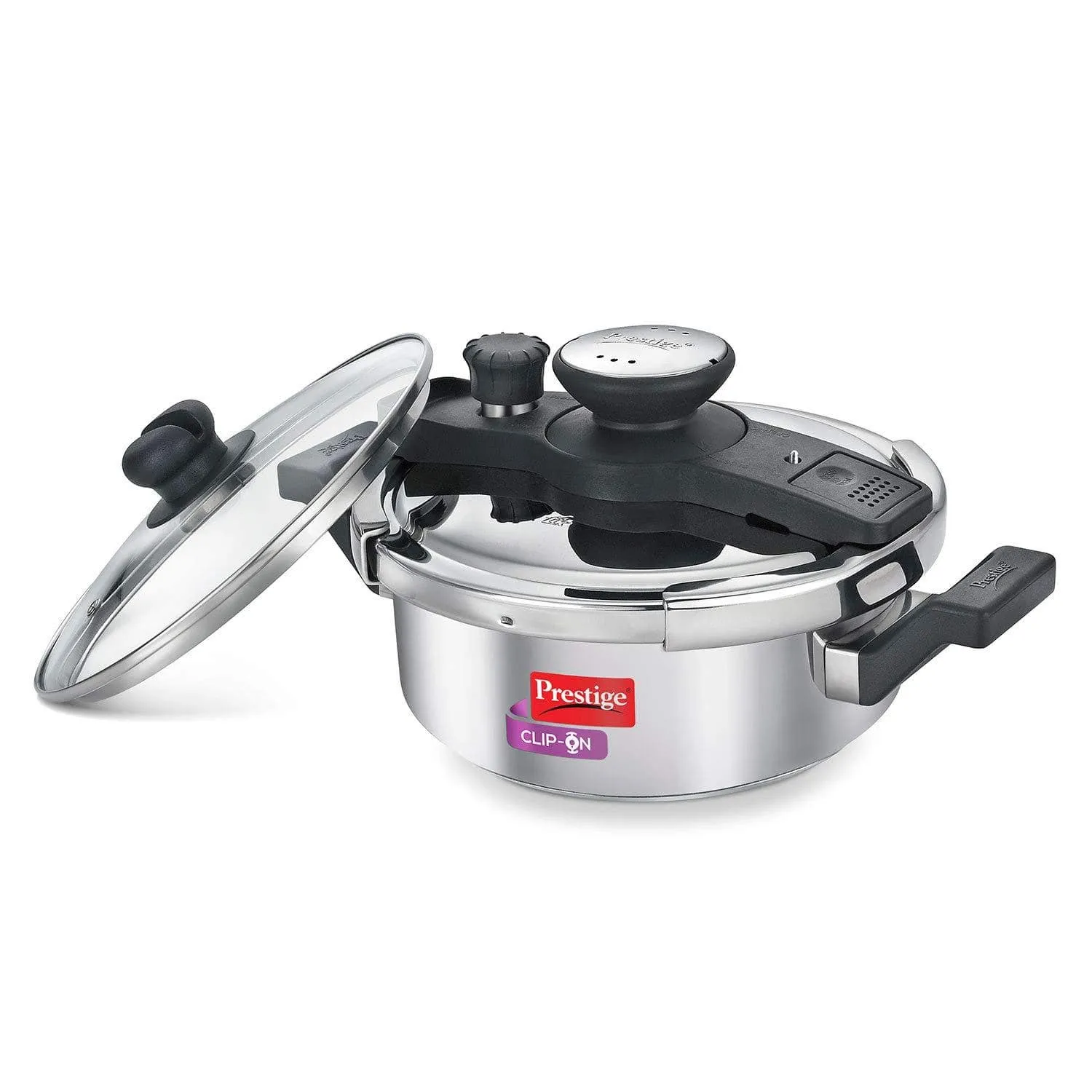 Prestige Clip On Stainless Steel Pressure Cooker with Glass Lid