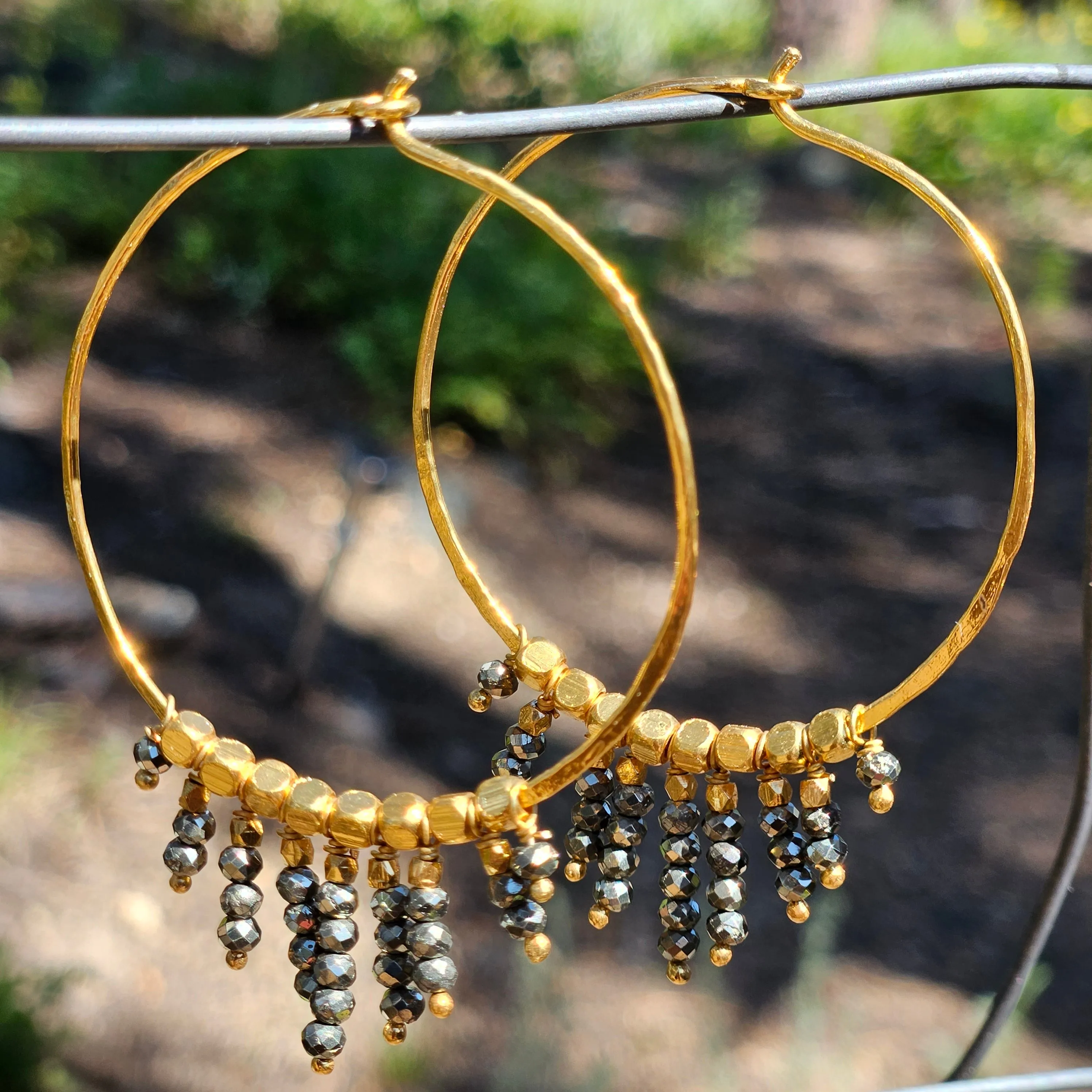 Pyrite Sunburst Hoops