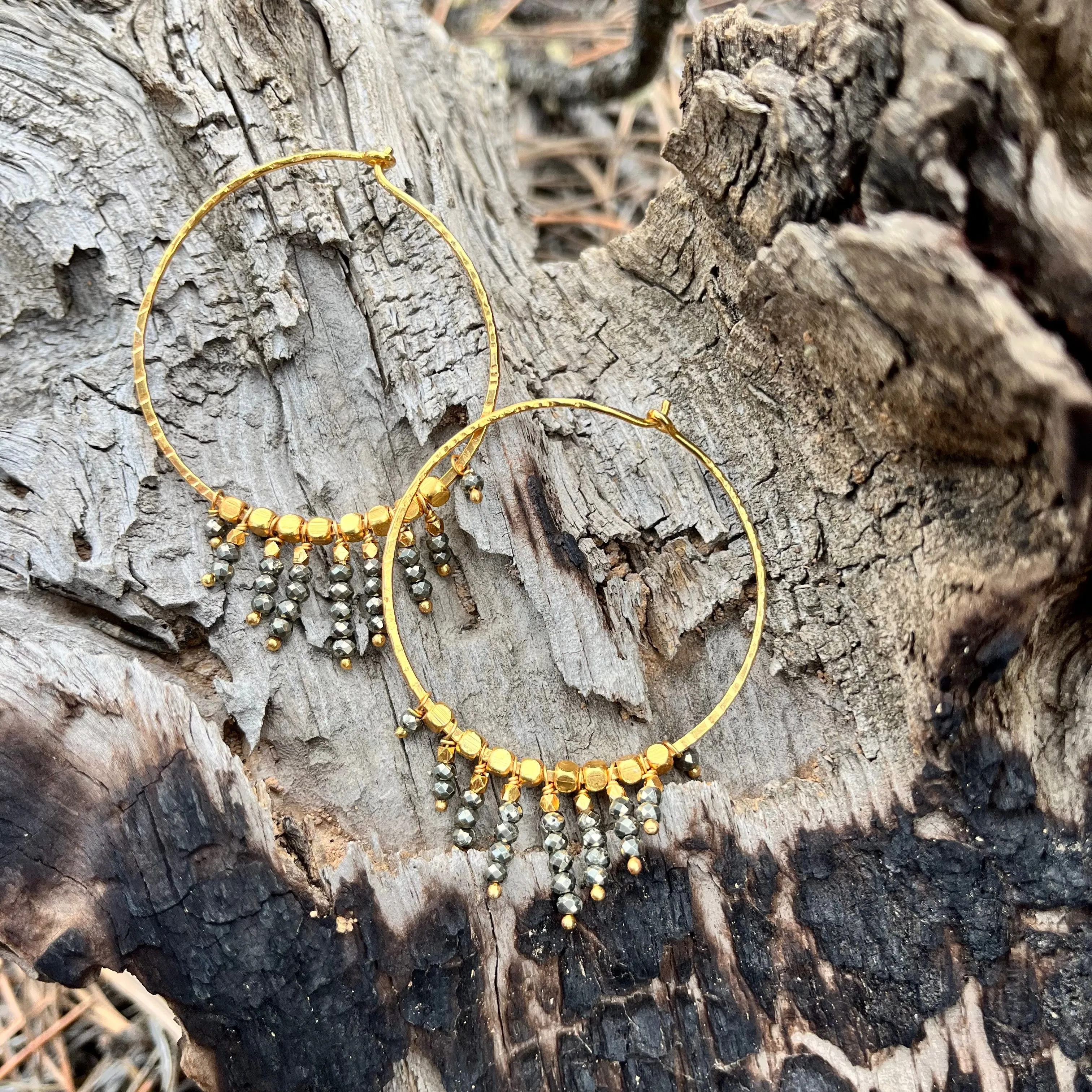 Pyrite Sunburst Hoops