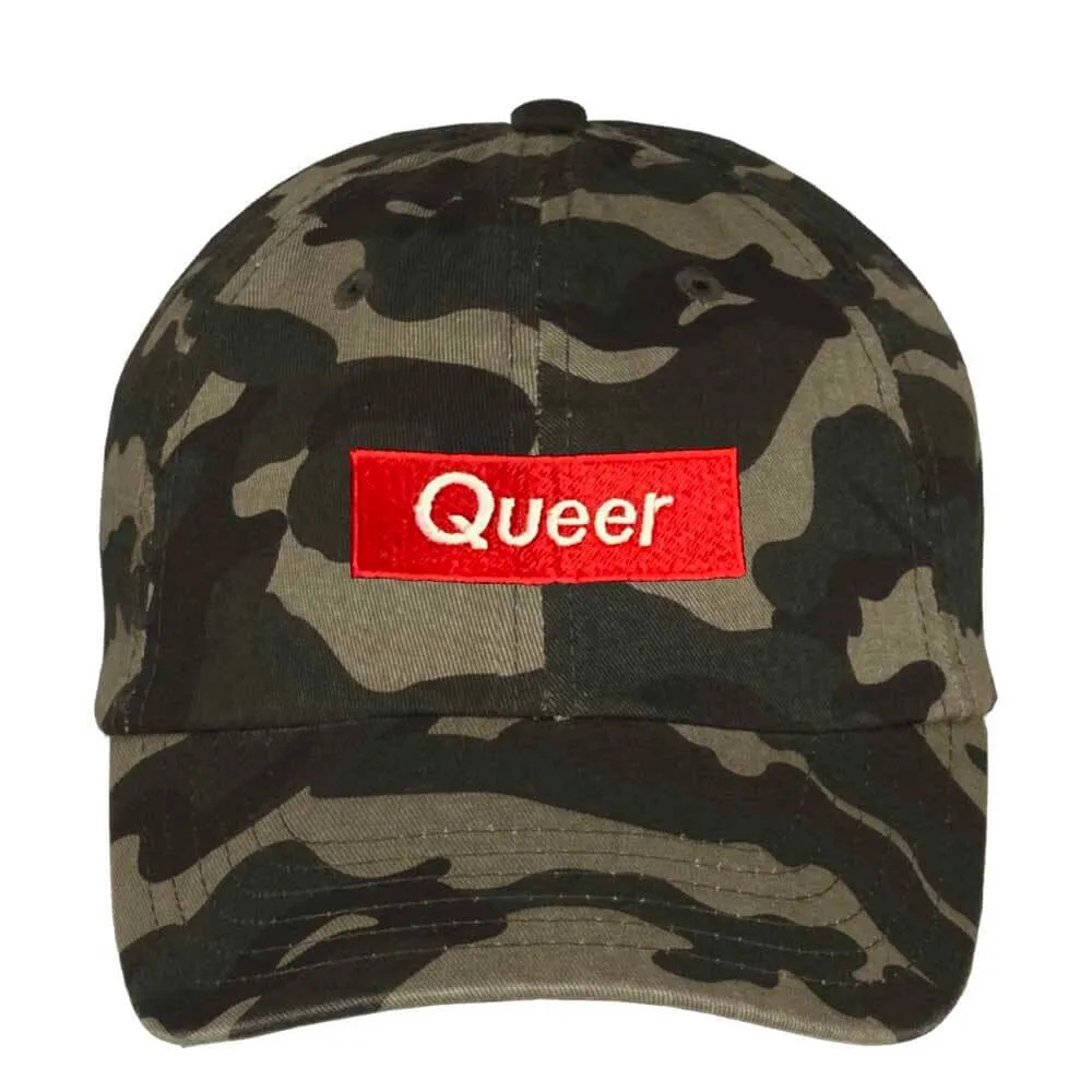 Queer Camo Twill Dad Hat supporting The Trevor Project