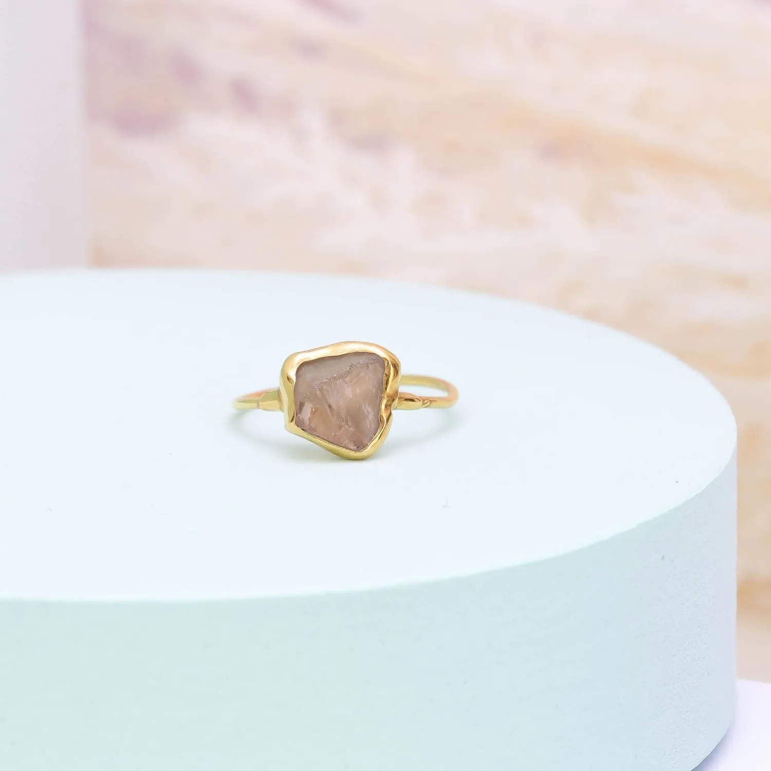 Raw Smoky Quartz Ring in Yellow Gold, Silver, and Rose Gold