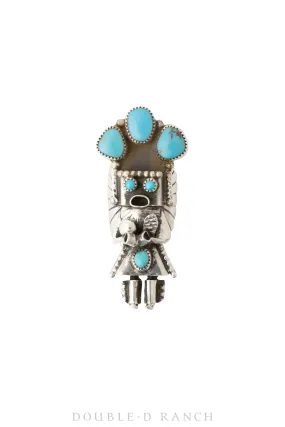 Ring, Novelty, Turquoise, Kachina, Hallmark, Vintage, 1180