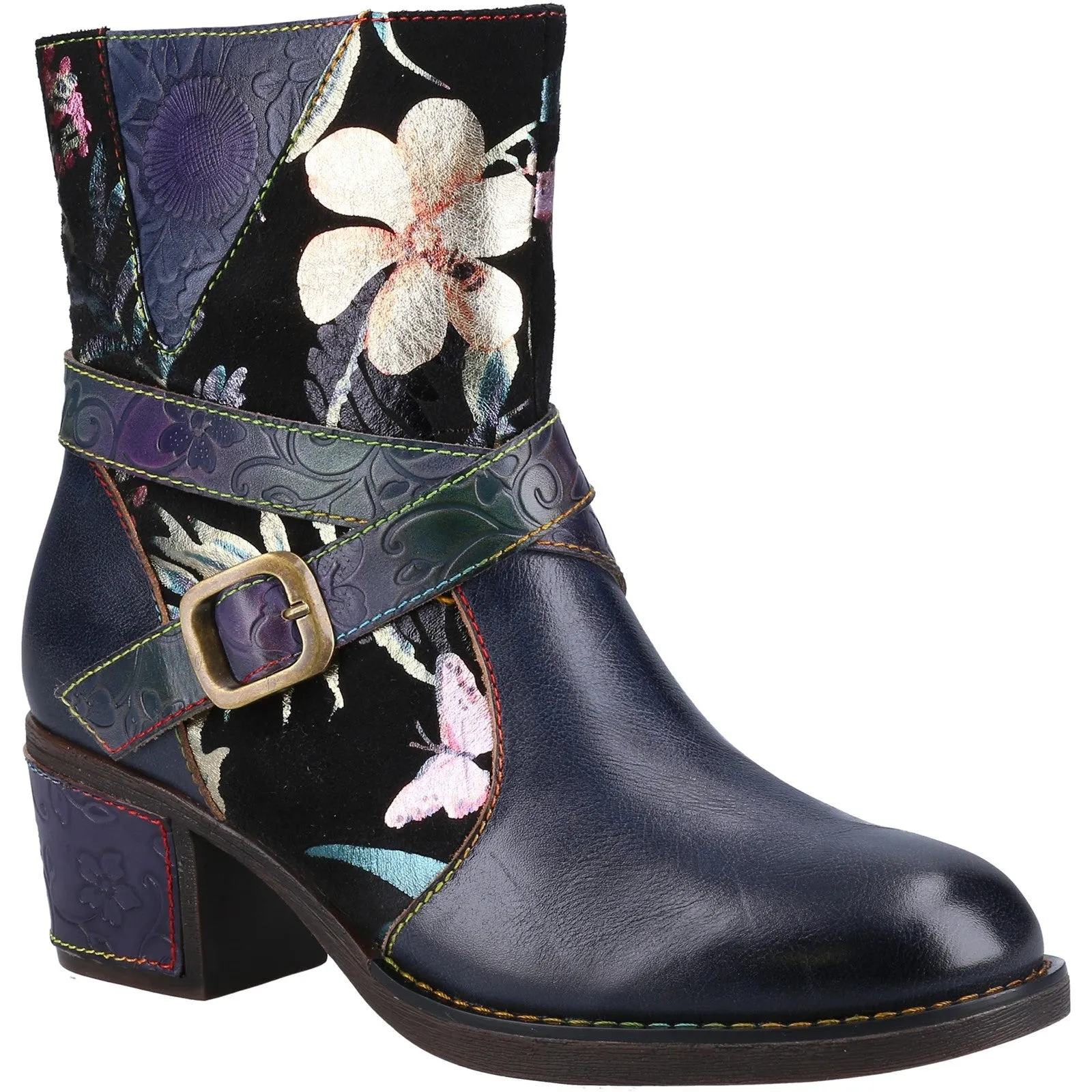 Riva Aisha Womens Floral Leather Ankle Boot