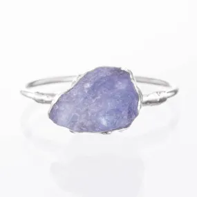 Rough Stacking Ring, Sterling Silver Raw Tanzanite Ring,