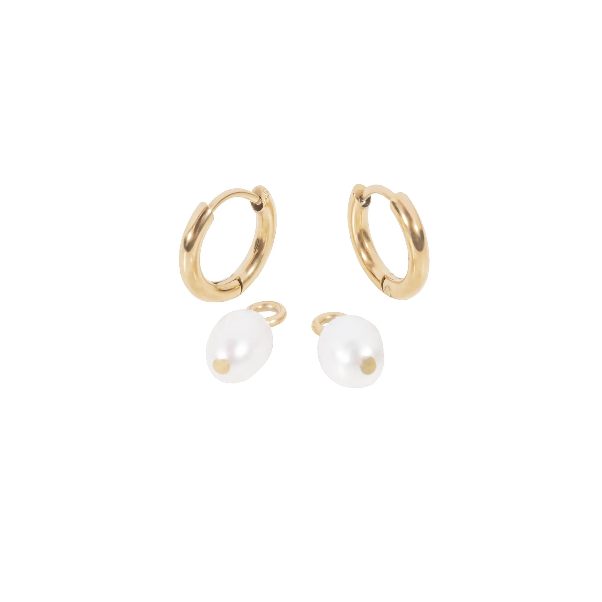 Sally Pearl Huggie Earrings