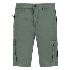 STONE ISLAND MUSK GREEN BERMUDA CARGO SHORTS