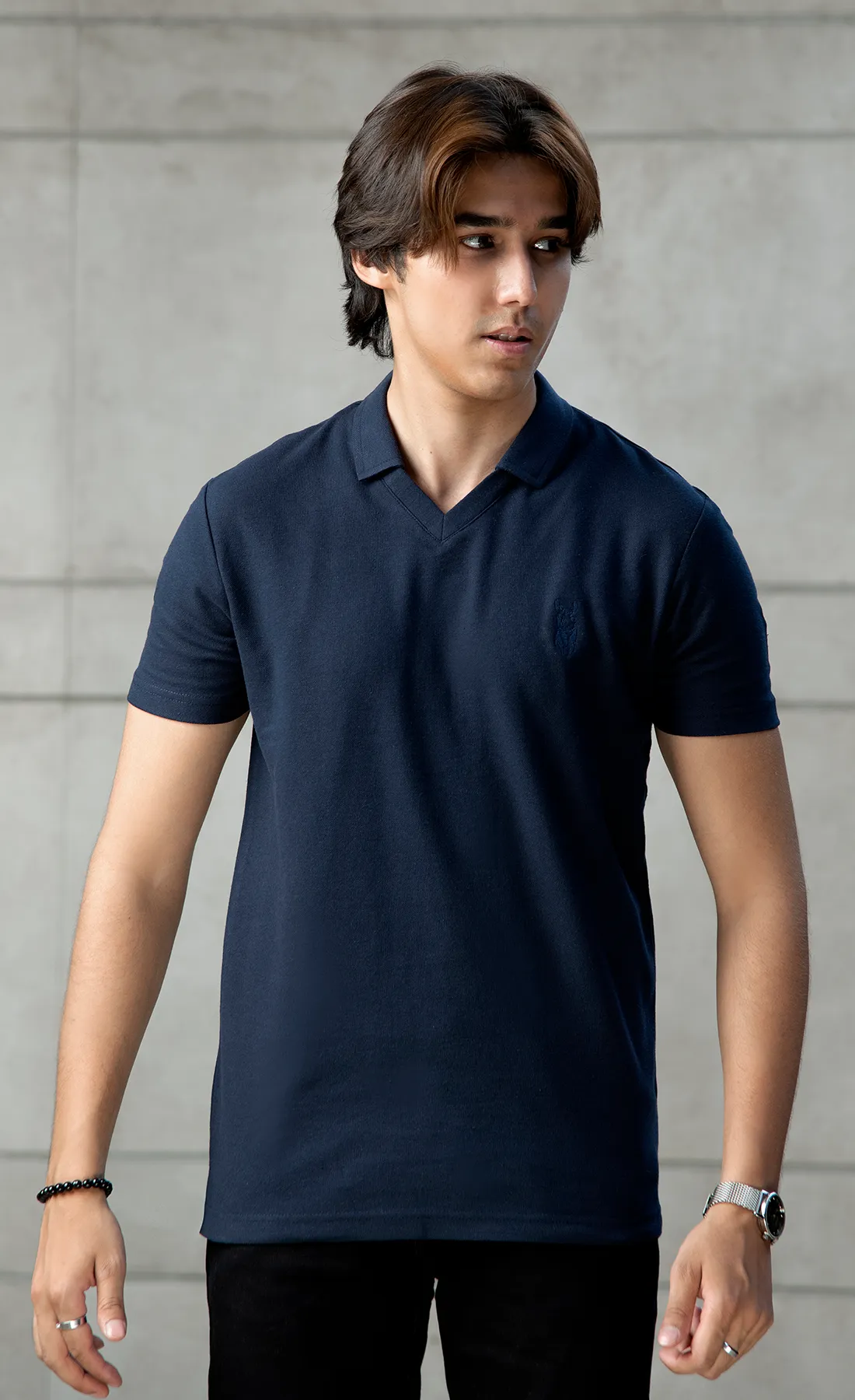 Streetela Navy Polo (V-Neck)