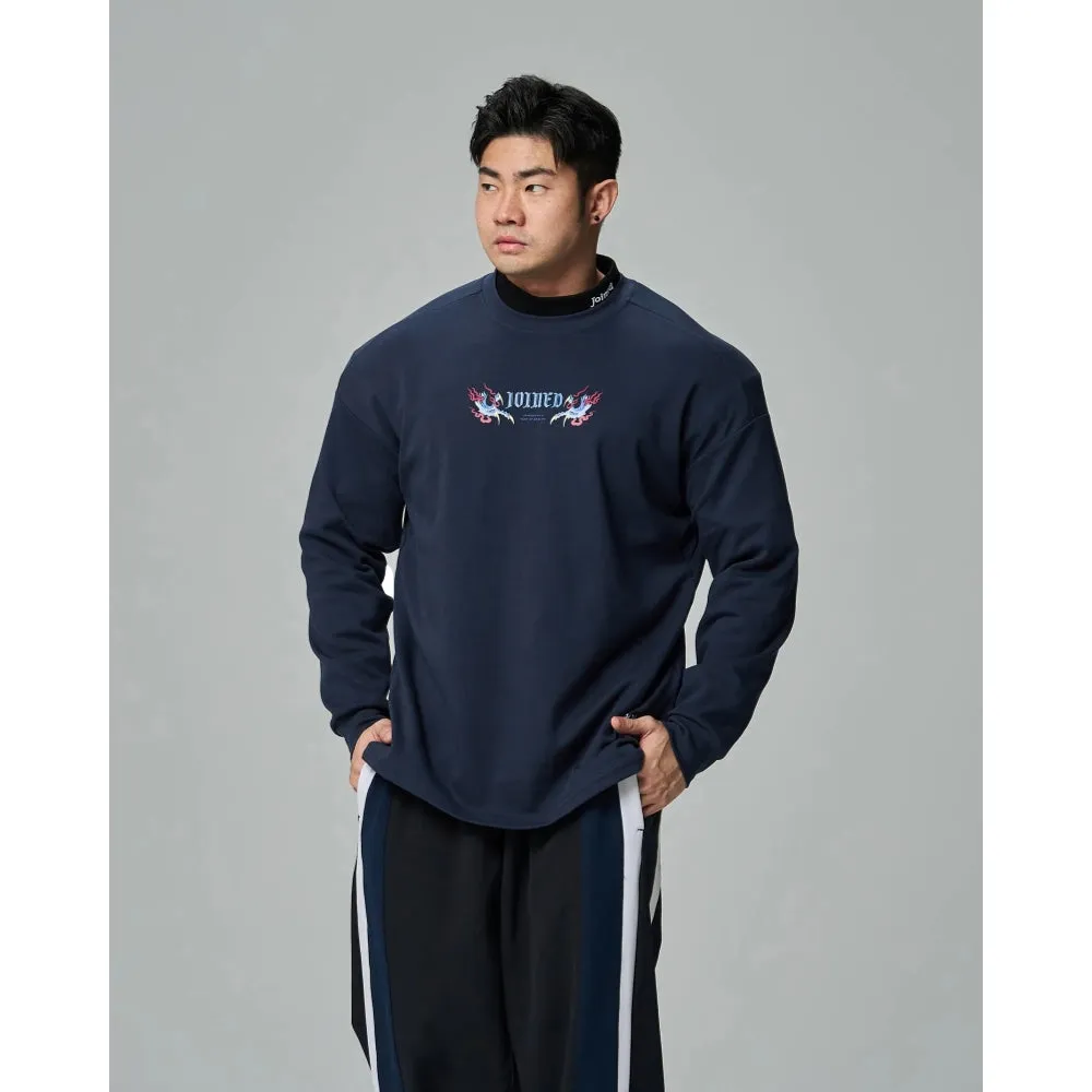 TEAMJOINED JOINED CNY24 COILED DRAGON OVERSIZED LONG SLEEVES-DARK BLUE