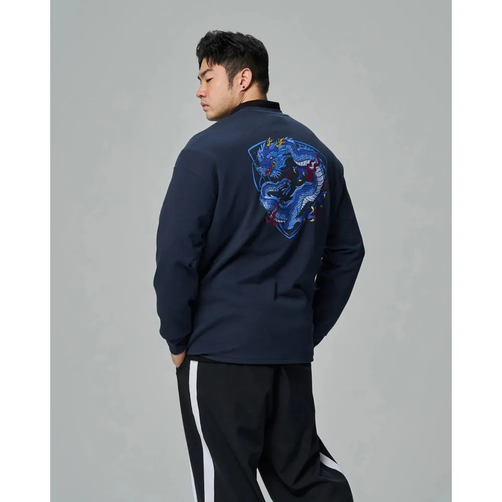 TEAMJOINED JOINED CNY24 COILED DRAGON OVERSIZED LONG SLEEVES-DARK BLUE