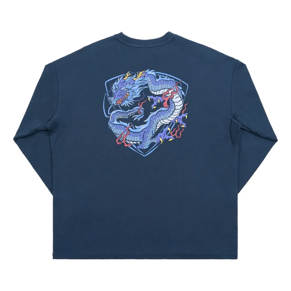 TEAMJOINED JOINED CNY24 COILED DRAGON OVERSIZED LONG SLEEVES-DARK BLUE