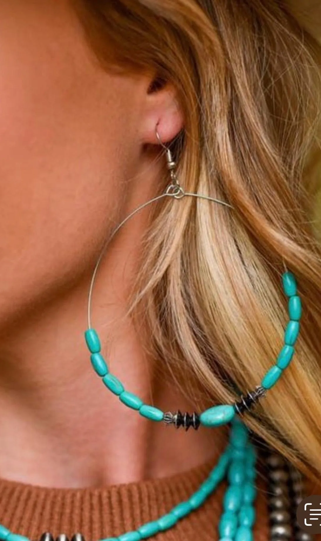 The Charro Turquoise Hoop Earring