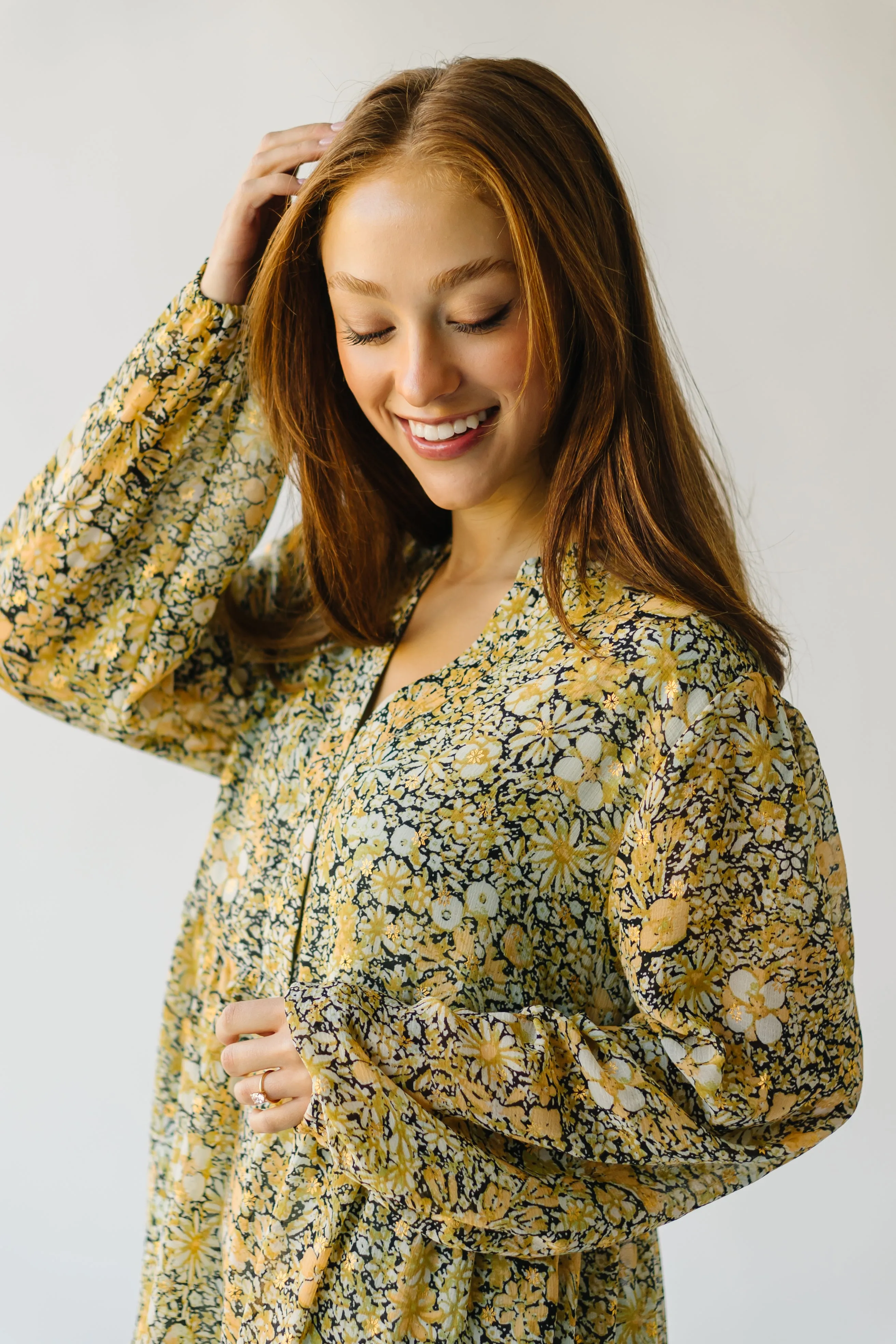 The Tellico Floral Patterned Dress in Mustard Combo