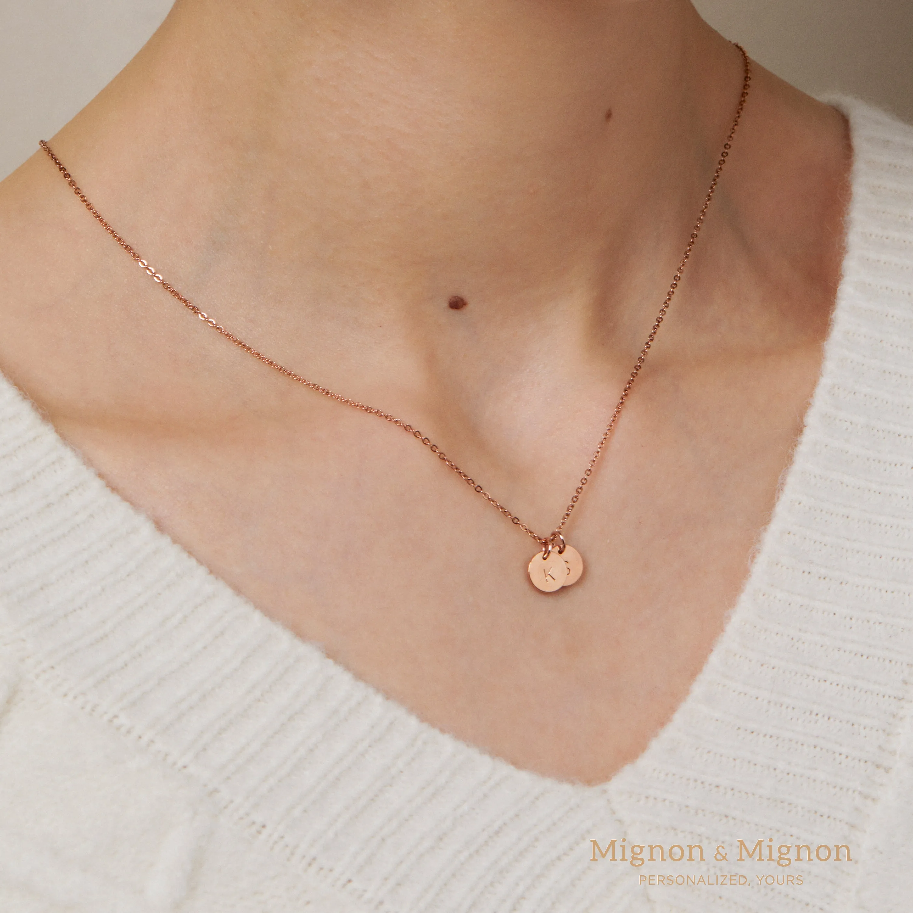 Tiny Coin Initial Charm Necklace