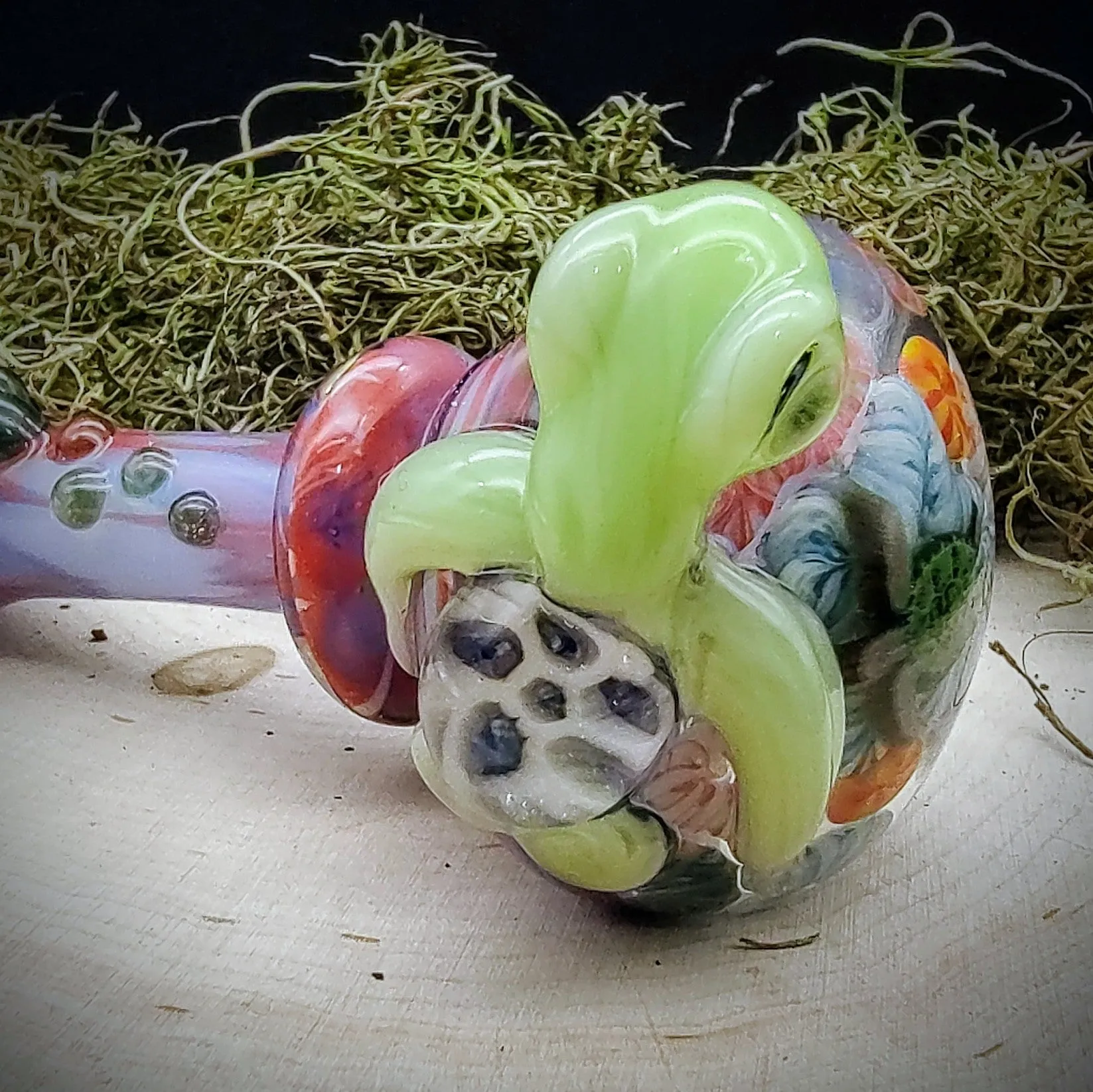 Turtle Seascape Marbled Hand Pipe (Ready to Ship)