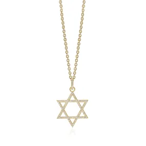 Unisex Diamond Star of David Necklace