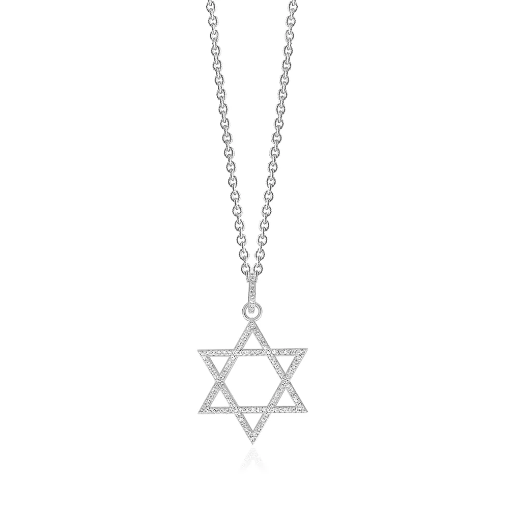 Unisex Diamond Star of David Necklace