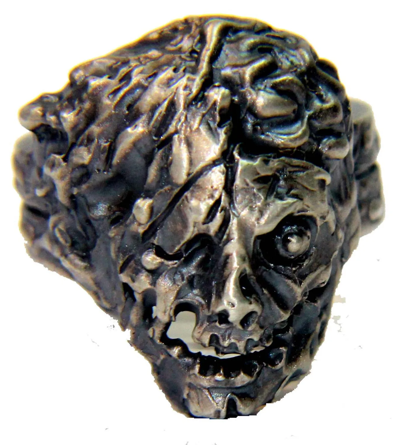 Until Death, Inc. "Zombie Ring" Huge .925 Sterling Silver Biker Skull Ring.-UDINC0092