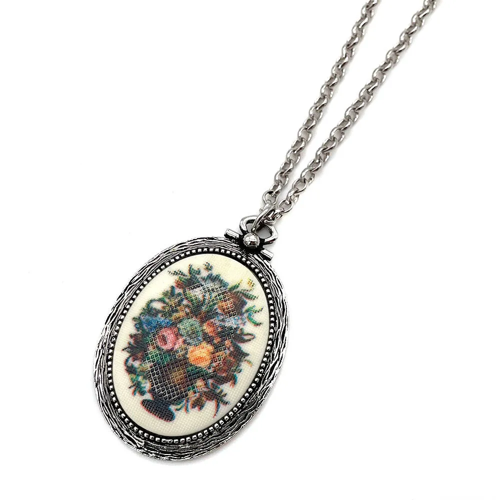 【USA輸入】ヴィンテージ SARAH COV. Tapestry フラワー ネックレス/Vintage SARAH COV. Tapestry Flower Necklace