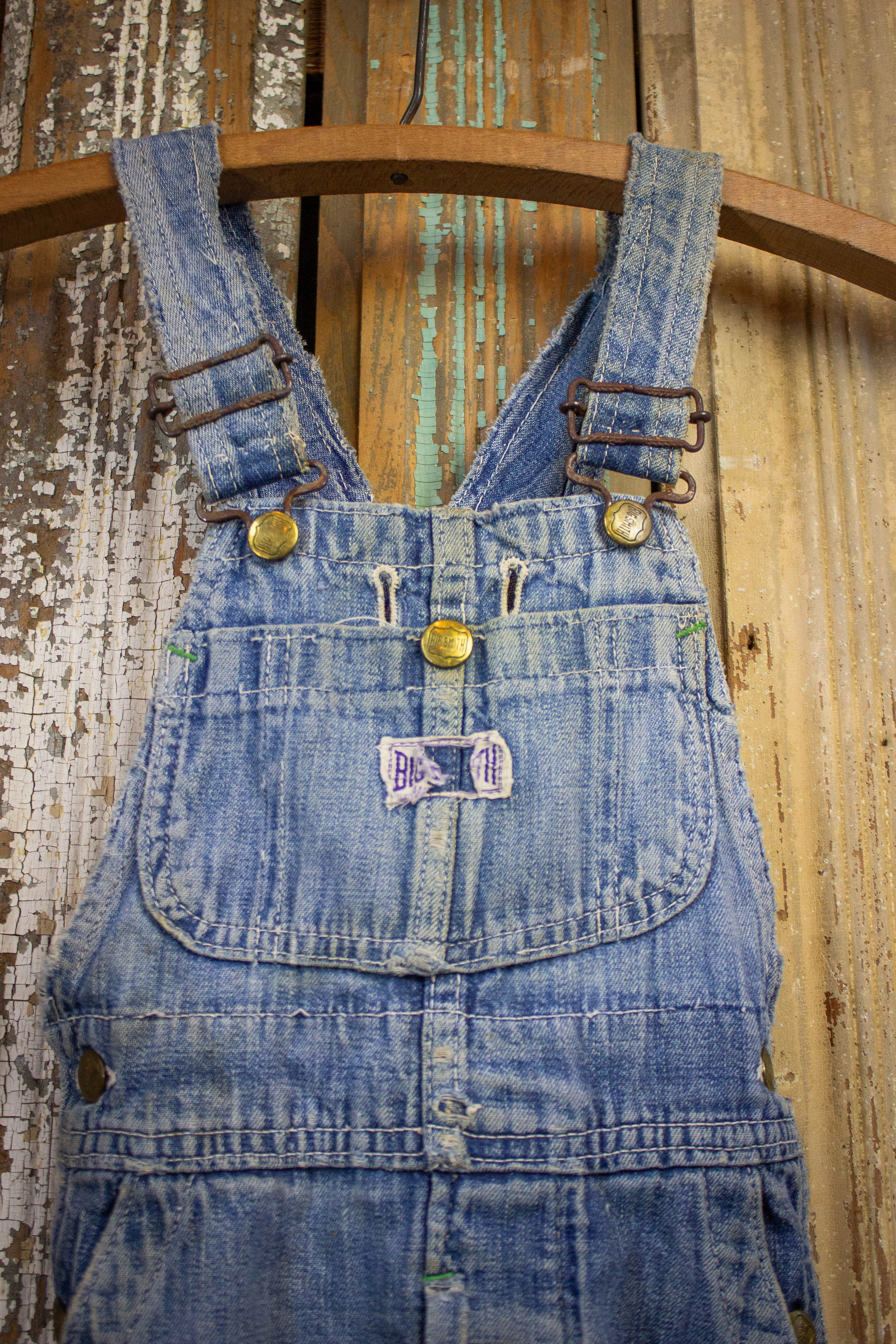 Vintage Kid's Big Smith Denim Overalls 40s Medium Wash