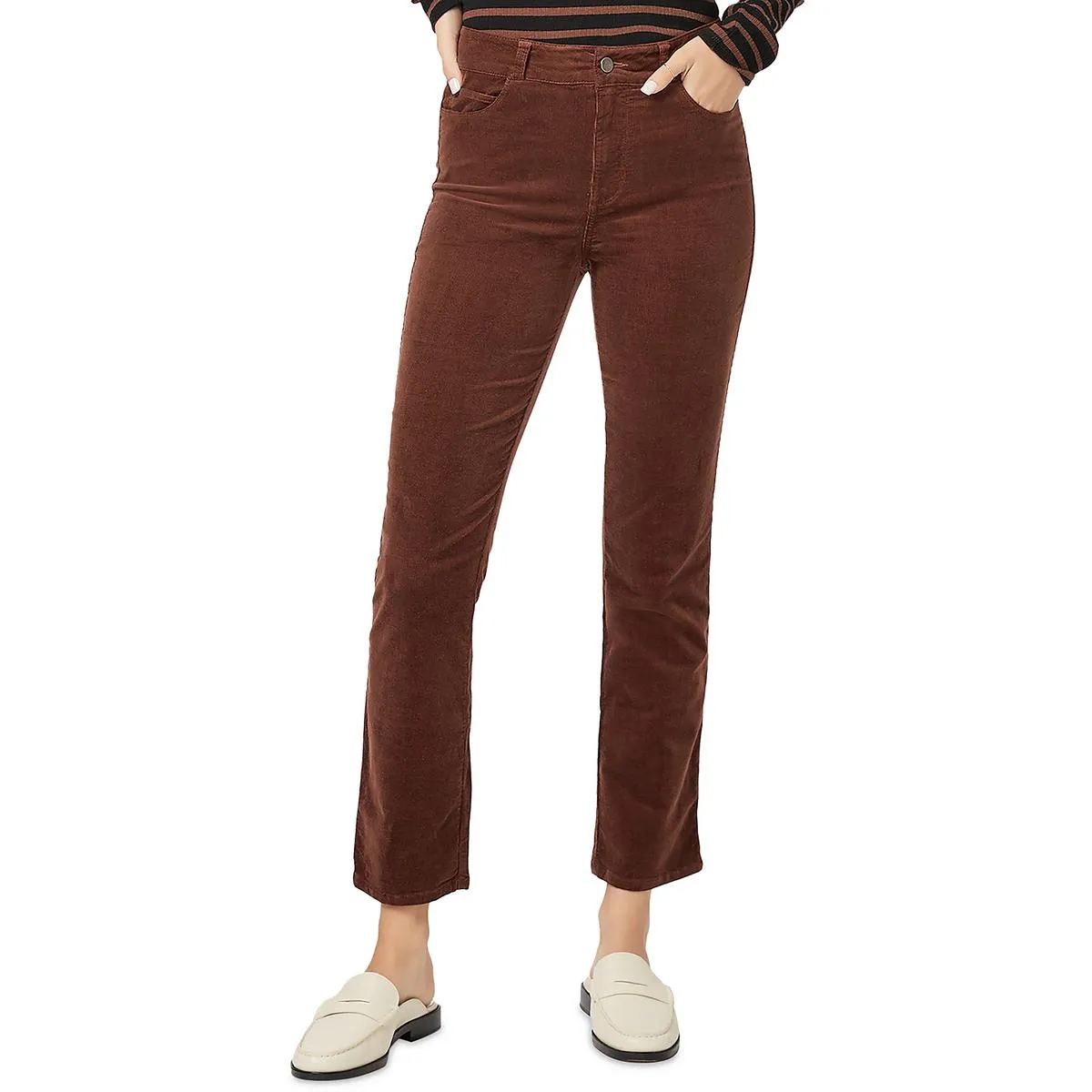 Womens High Rise Corduroy Straight Leg Jeans