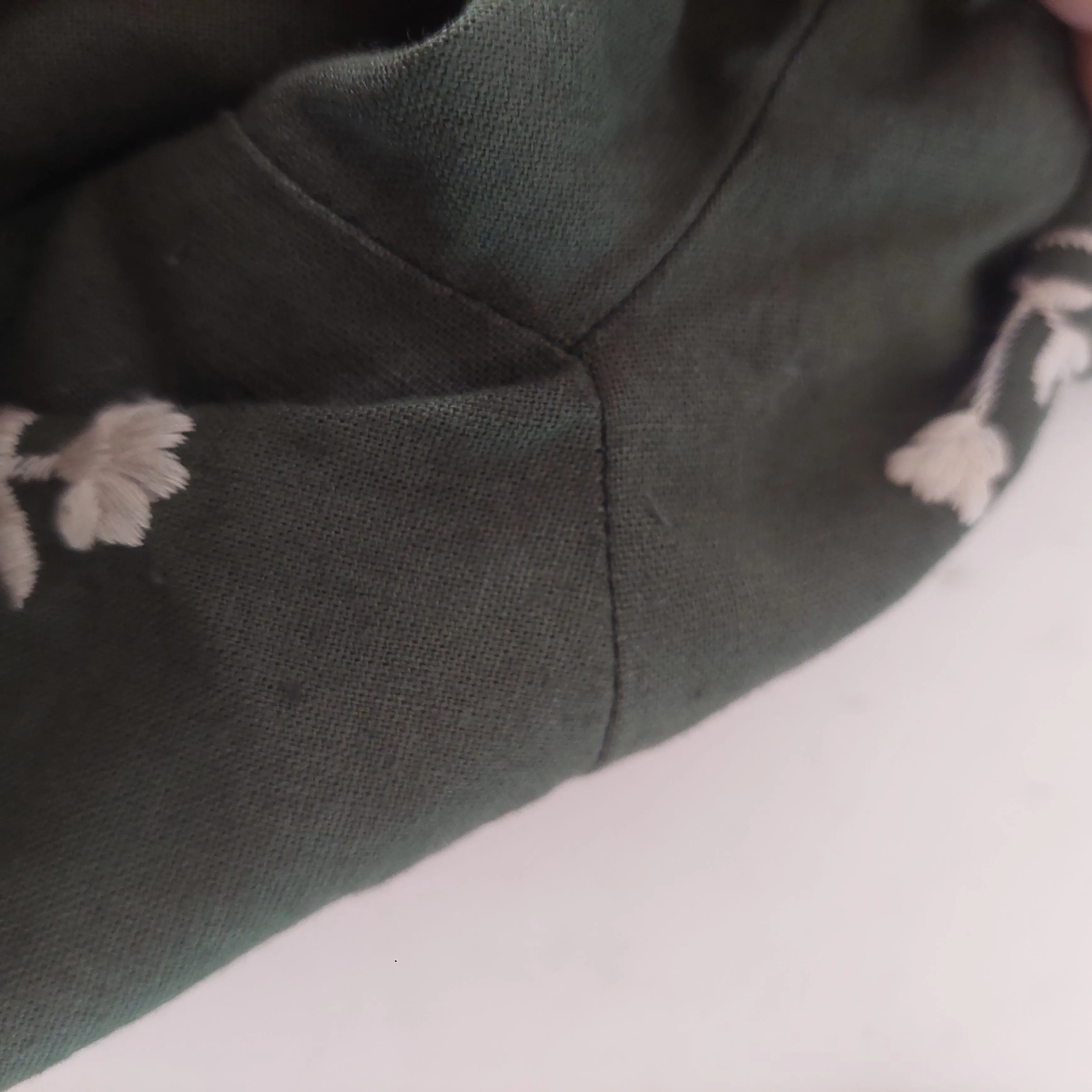 ZARA Green & White Embroidered Cropped Jacket | Pre loved |